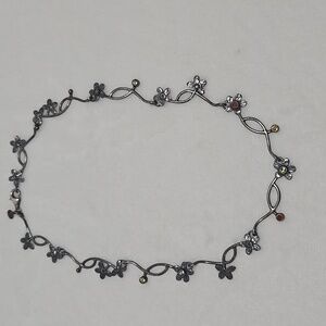 Vintage Israel Sterling Silver And Gemstone Necklace